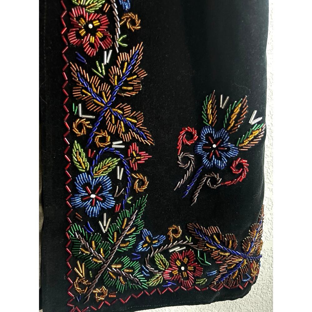 velvet vest glass bead embroidery colorful floral European folk Romanian style - Picture 7 of 10